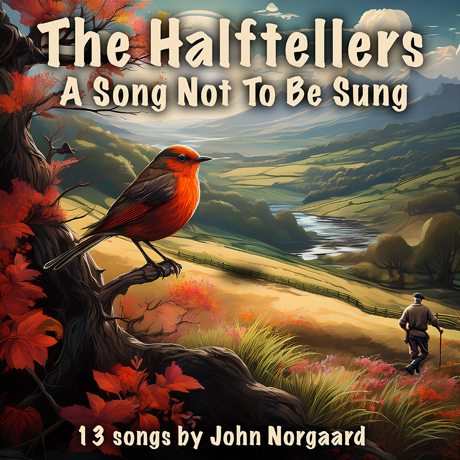 Cover of the album showing a red robin in the front and green hills in the background